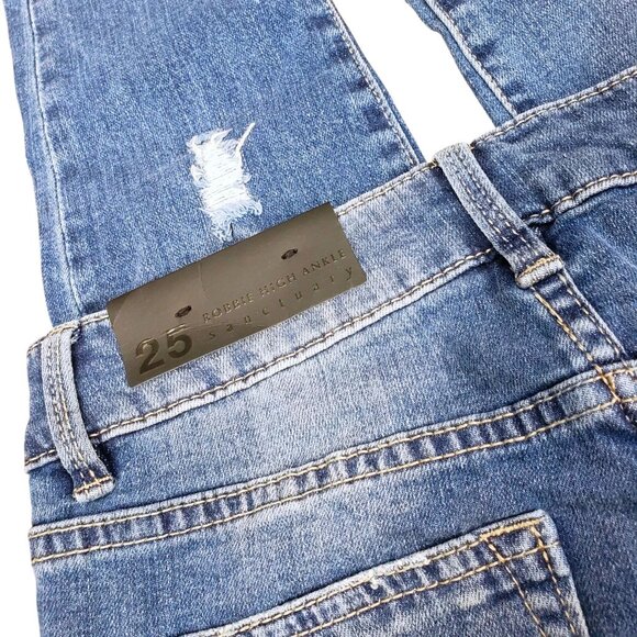 NEW Sanctuary High Rise Distressed Ankle Robbie Rip Repair Jeans - Picture 5 of 8